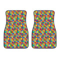 Colorful Autism Awareness Puzzle Print Front Car Floor Mats
