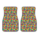 Colorful Autism Awareness Puzzle Print Front Car Floor Mats