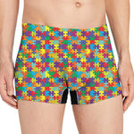 Colorful Autism Awareness Puzzle Print Men's Boxer Briefs