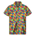 Colorful Autism Awareness Puzzle Print Men's Short Sleeve Shirt