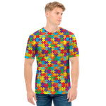 Colorful Autism Awareness Puzzle Print Men's T-Shirt