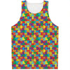 Colorful Autism Awareness Puzzle Print Men's Tank Top