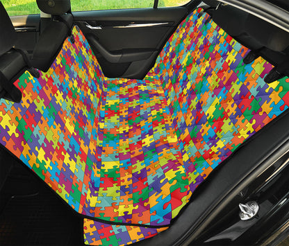 Colorful Autism Awareness Puzzle Print Pet Car Back Seat Cover