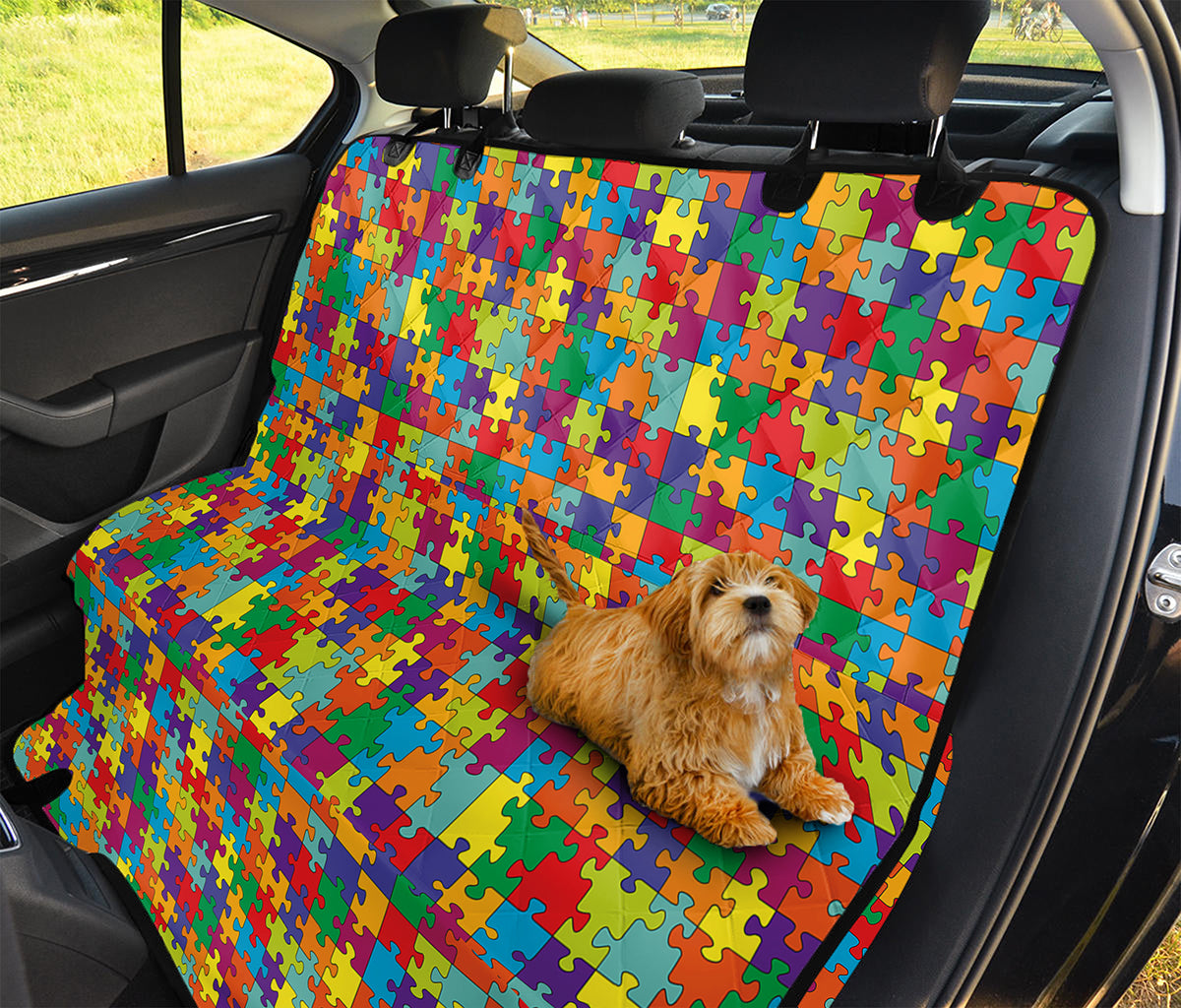 Colorful Autism Awareness Puzzle Print Pet Car Back Seat Cover