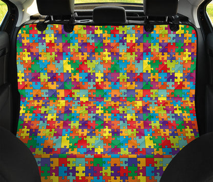 Colorful Autism Awareness Puzzle Print Pet Car Back Seat Cover