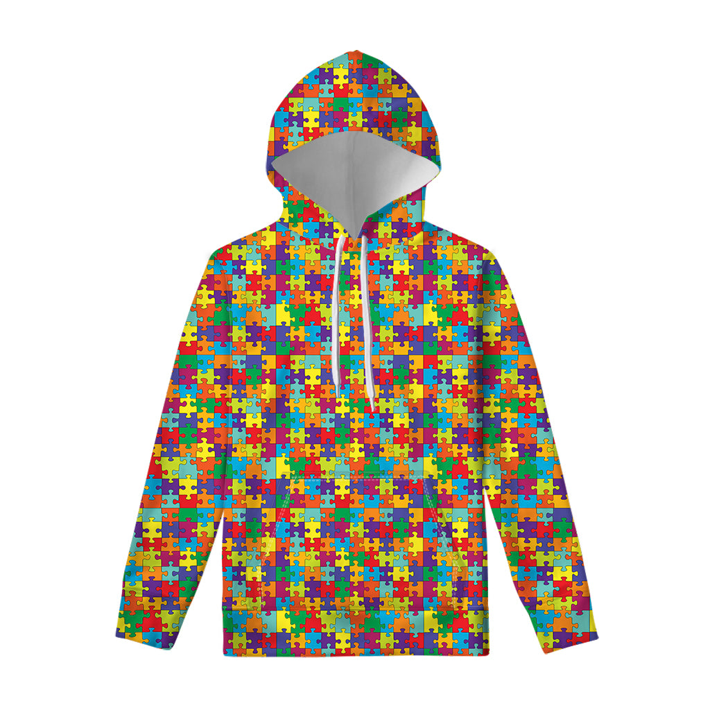Colorful Autism Awareness Puzzle Print Pullover Hoodie
