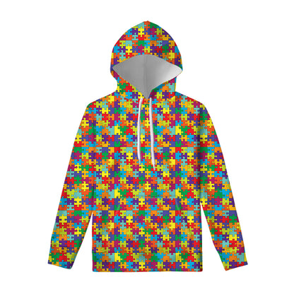 Colorful Autism Awareness Puzzle Print Pullover Hoodie