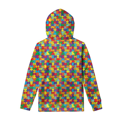 Colorful Autism Awareness Puzzle Print Pullover Hoodie