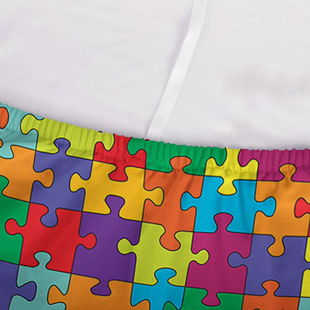 Colorful Autism Awareness Puzzle Print Sofa Cover