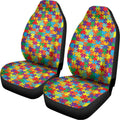 Colorful Autism Awareness Puzzle Print Universal Fit Car Seat Covers