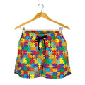 Colorful Autism Awareness Puzzle Print Women's Shorts