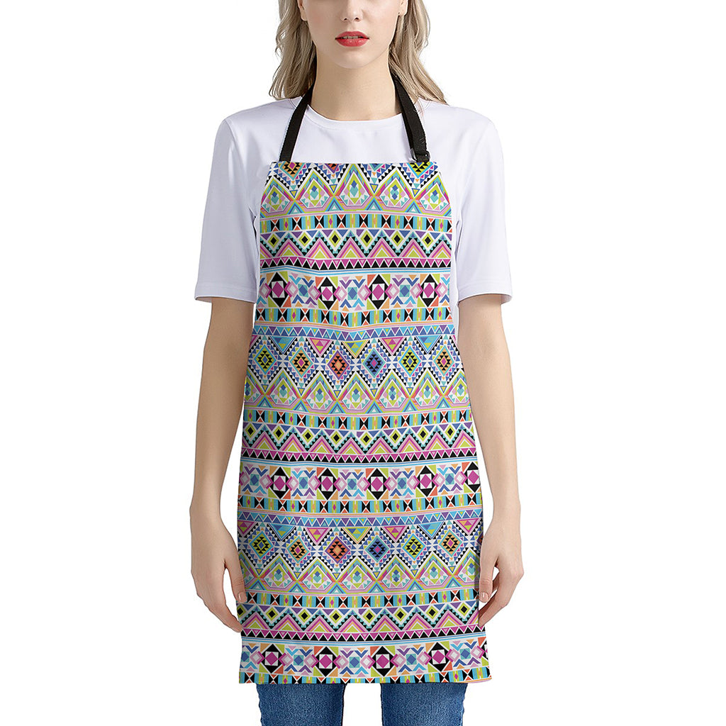 Colorful Aztec Geometric Pattern Print Apron