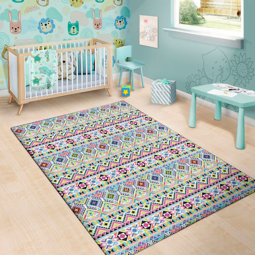 Colorful Aztec Geometric Pattern Print Area Rug