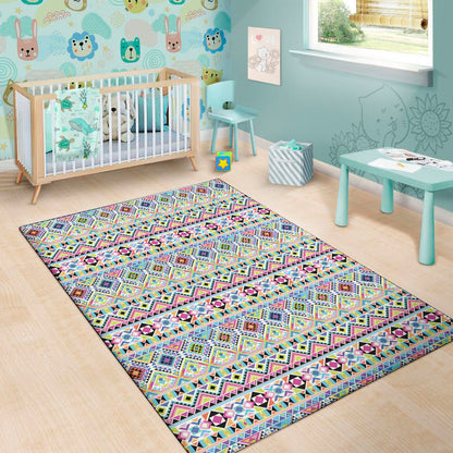 Colorful Aztec Geometric Pattern Print Area Rug