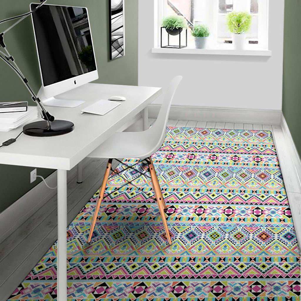 Colorful Aztec Geometric Pattern Print Area Rug