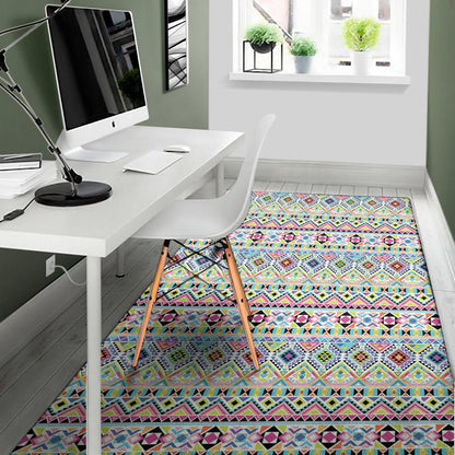 Colorful Aztec Geometric Pattern Print Area Rug