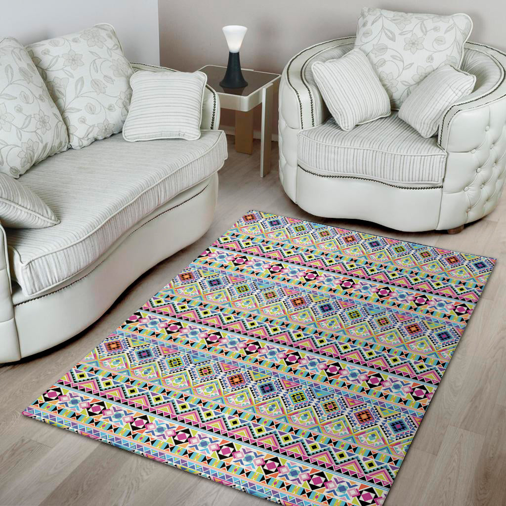 Colorful Aztec Geometric Pattern Print Area Rug