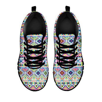 Colorful Aztec Geometric Pattern Print Black Sneakers