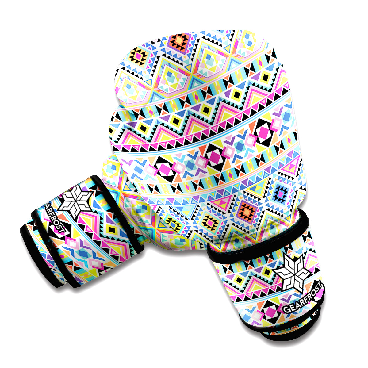 Colorful Aztec Geometric Pattern Print Boxing Gloves