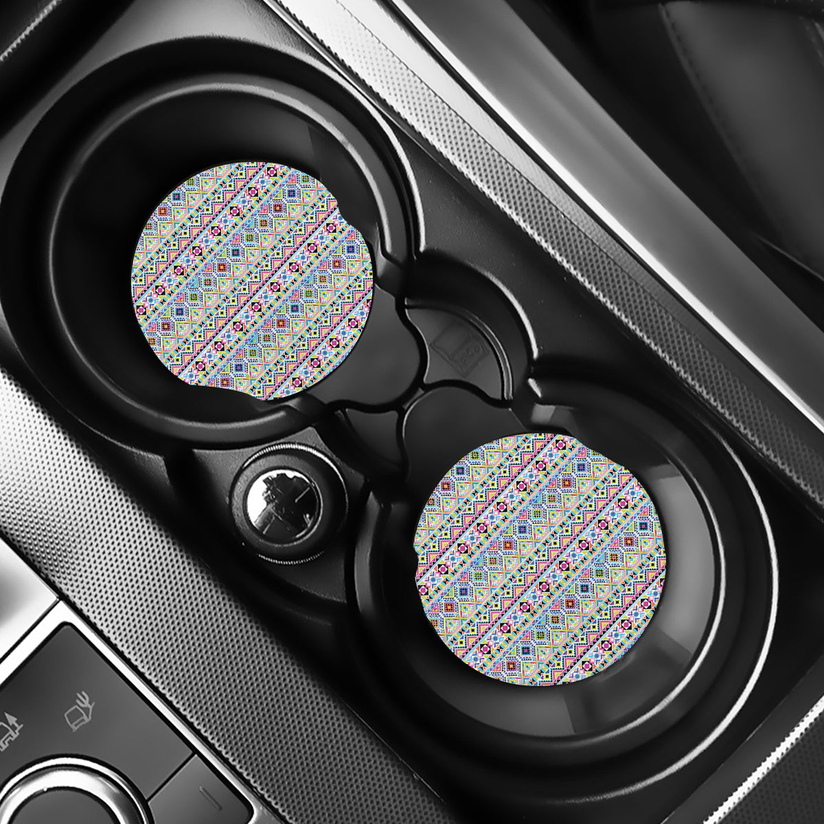 Colorful Aztec Geometric Pattern Print Car Coasters