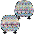 Colorful Aztec Geometric Pattern Print Car Headrest Covers