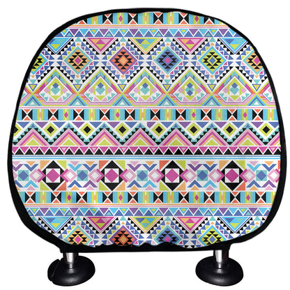 Colorful Aztec Geometric Pattern Print Car Headrest Covers