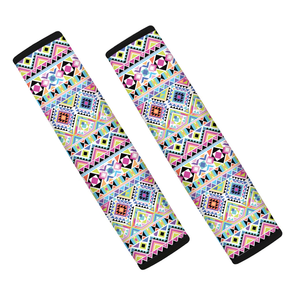 Colorful Aztec Geometric Pattern Print Car Seat Belt Covers