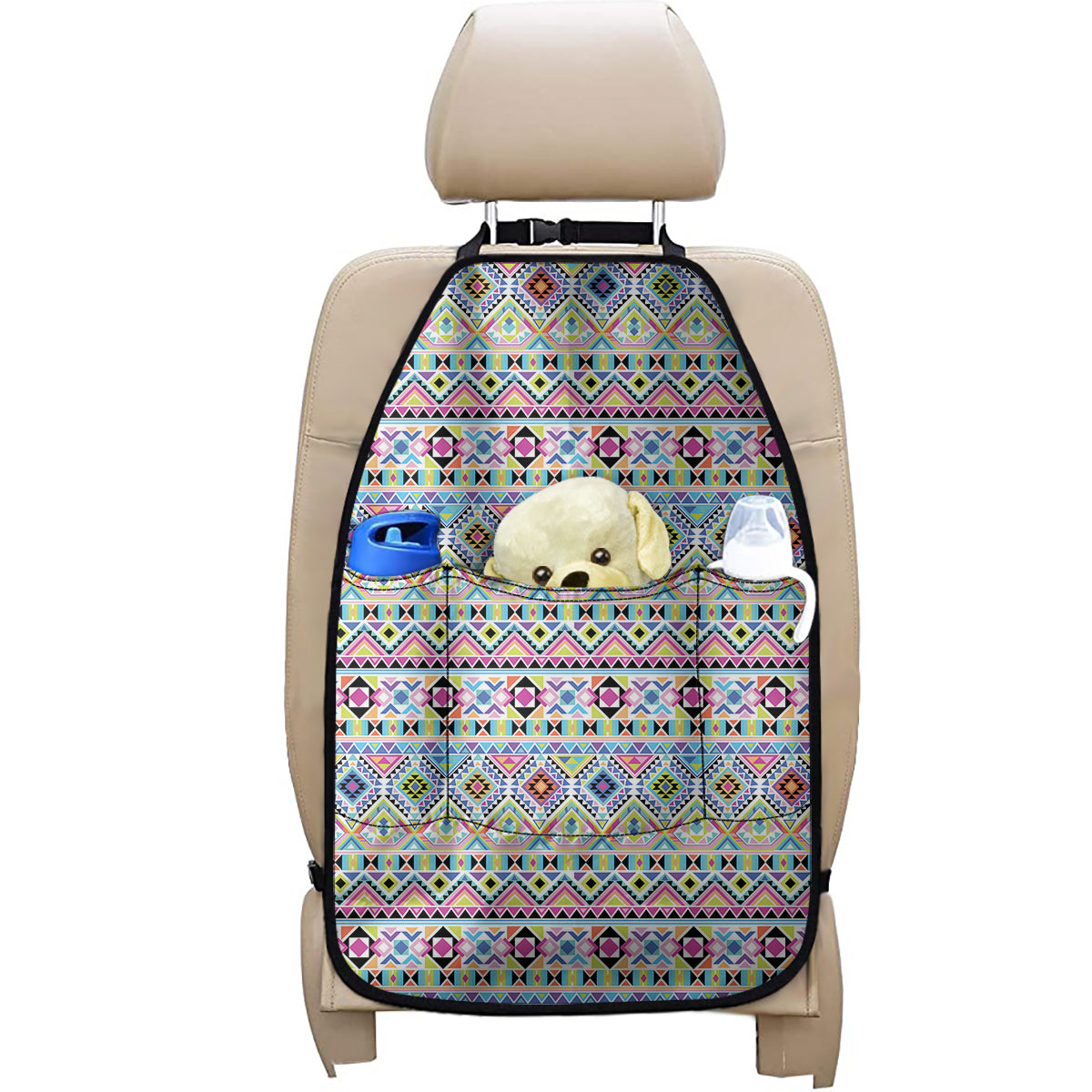 Colorful Aztec Geometric Pattern Print Car Seat Organizers