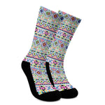 Colorful Aztec Geometric Pattern Print Crew Socks
