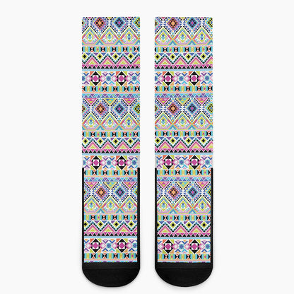 Colorful Aztec Geometric Pattern Print Crew Socks