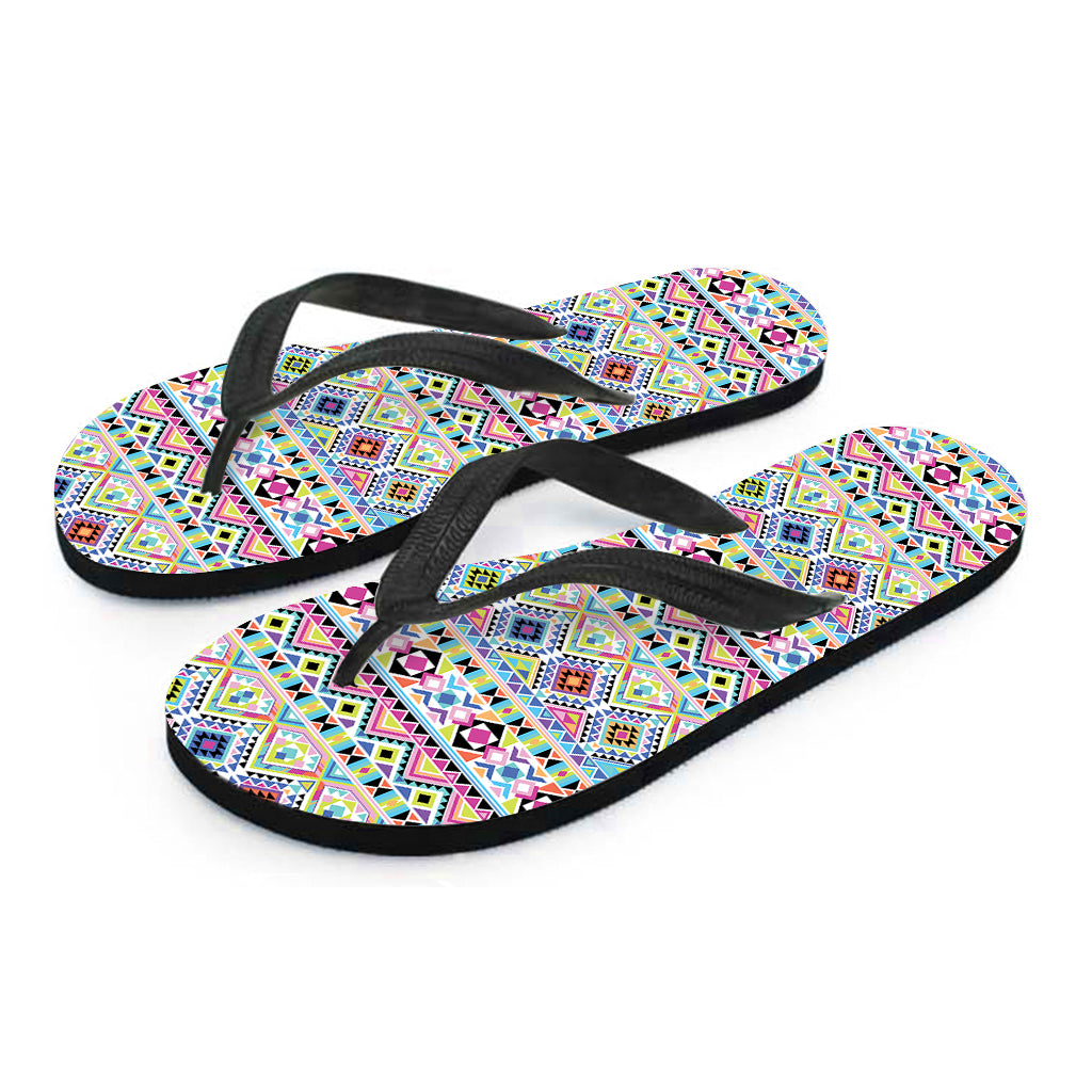 Colorful Aztec Geometric Pattern Print Flip Flops