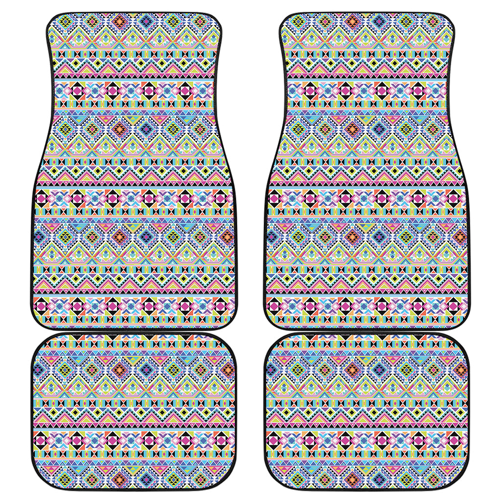 Colorful Aztec Geometric Pattern Print Front and Back Car Floor Mats