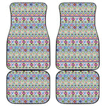 Colorful Aztec Geometric Pattern Print Front and Back Car Floor Mats