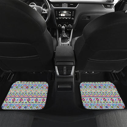 Colorful Aztec Geometric Pattern Print Front and Back Car Floor Mats