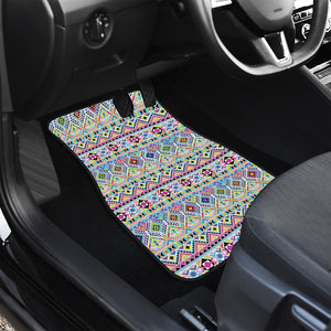 Colorful Aztec Geometric Pattern Print Front and Back Car Floor Mats