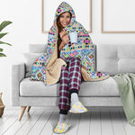 Colorful Aztec Geometric Pattern Print Hooded Blanket