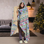 Colorful Aztec Geometric Pattern Print Hooded Blanket