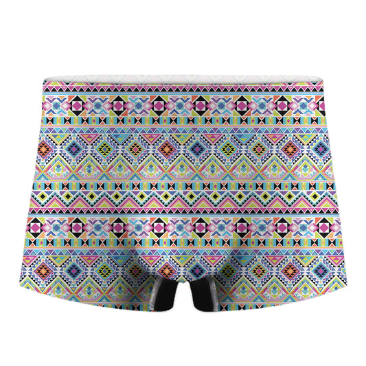 Colorful Aztec Geometric Pattern Print Men's Boxer Briefs