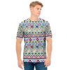 Colorful Aztec Geometric Pattern Print Men's T-Shirt