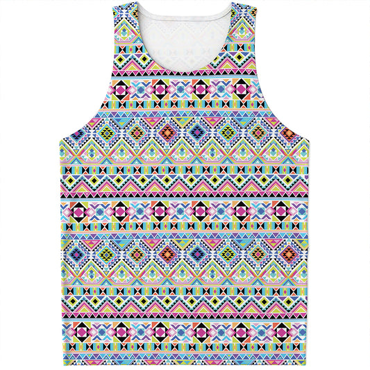 Colorful Aztec Geometric Pattern Print Men's Tank Top