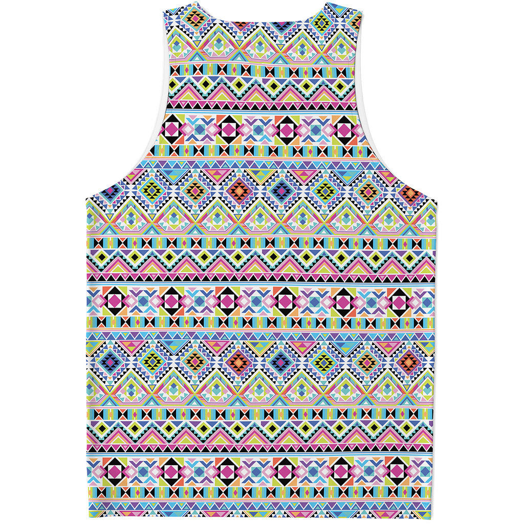 Colorful Aztec Geometric Pattern Print Men's Tank Top