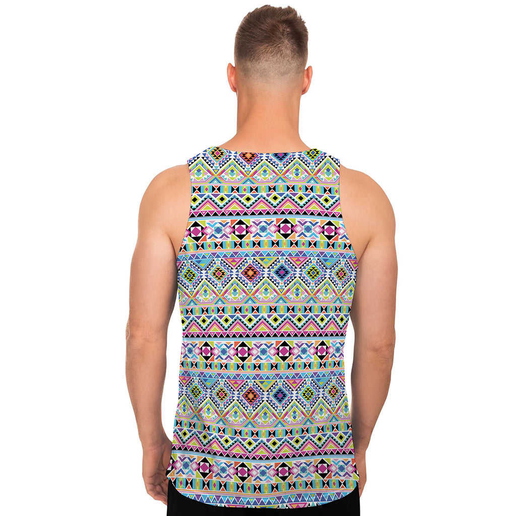 Colorful Aztec Geometric Pattern Print Men's Tank Top