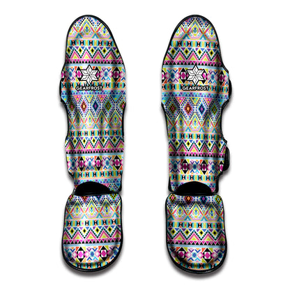 Colorful Aztec Geometric Pattern Print Muay Thai Shin Guard