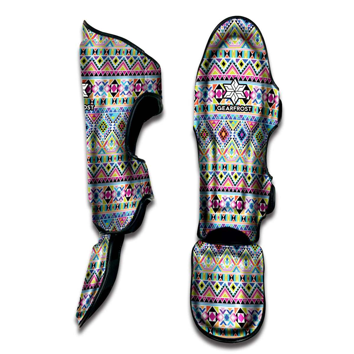 Colorful Aztec Geometric Pattern Print Muay Thai Shin Guard