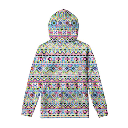 Colorful Aztec Geometric Pattern Print Pullover Hoodie