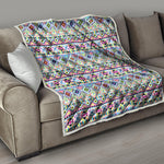 Colorful Aztec Geometric Pattern Print Quilt