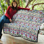 Colorful Aztec Geometric Pattern Print Quilt
