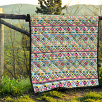Colorful Aztec Geometric Pattern Print Quilt