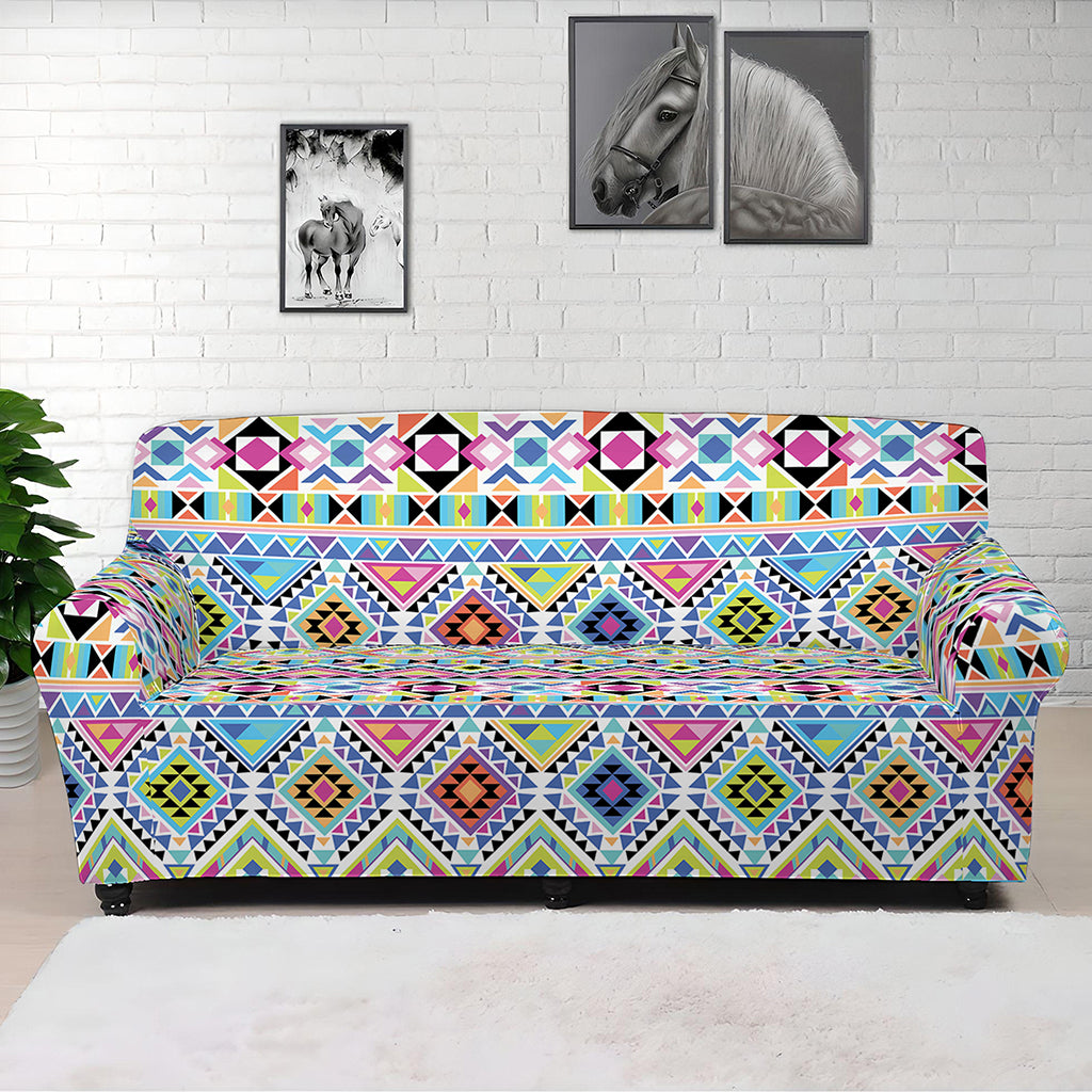 Colorful Aztec Geometric Pattern Print Sofa Cover