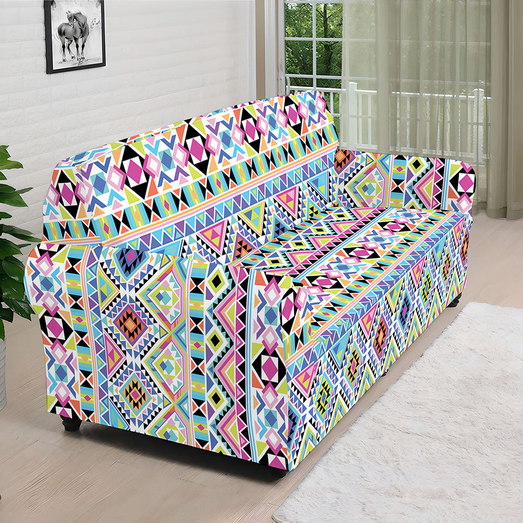 Colorful Aztec Geometric Pattern Print Sofa Cover